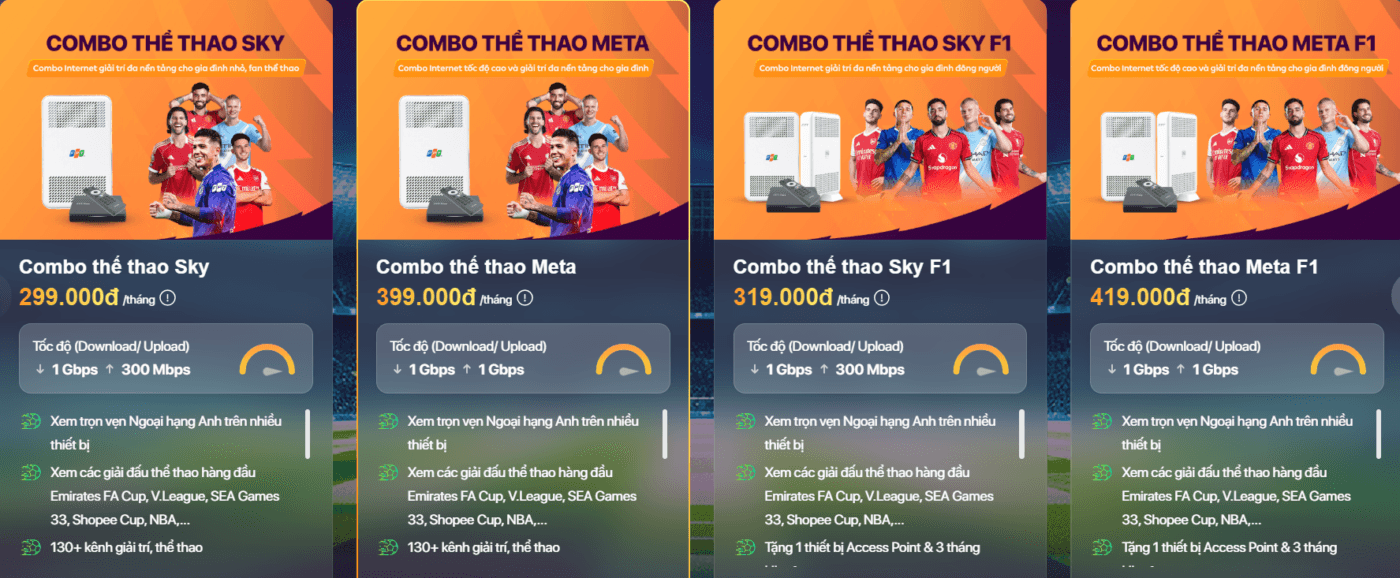 bảng giá gói ngoại hạng anh